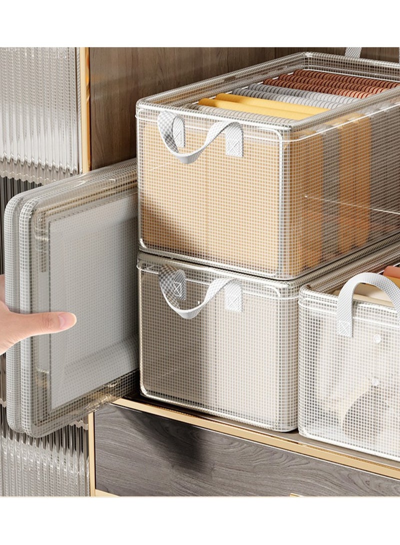  CityRiya-Long صندوق تخزين صناديق تخزين الملابس، صندوق تخزين الملابس مع مقبض، منظمات خزانة قابلة للطي لتخزين الملابس، سلال تخزين لتنظيم الألعاب والملابس والكتب والمكتب، 48 × 28 × 20 سم - Image 3