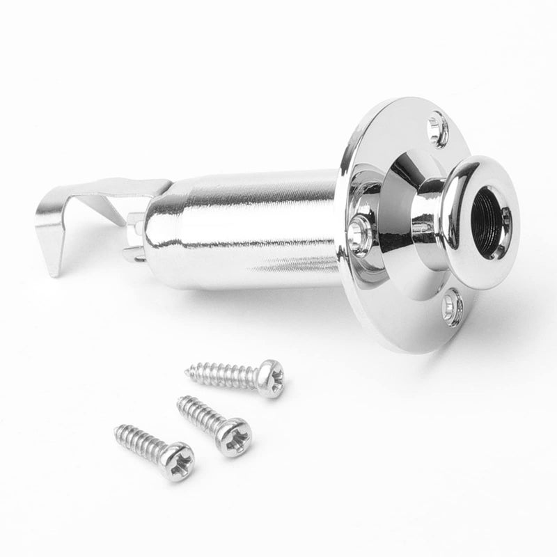 Swhmc Stereo Guitar Bass Barrel Jack Cylinder Output Jacks with 3 Pins Electric Guitar End Pin Stereo Output Jack Socket 1/4inches, Chrome - Image 1