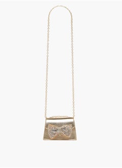 Celeste Girls Bow Embellished Crossbody Bag with Chain Strap and Button Closure  - Image 2