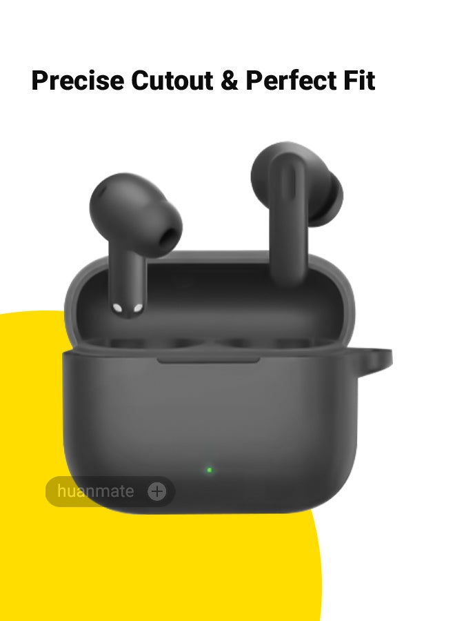 huanmate Oppo Enco Air4i Silicone Case Cover - Black - Made with Soft Silicone, Lightweight & Durable - Stylish Design, Accurate Cut-outs, Easy Installation & Removal  - Image 2