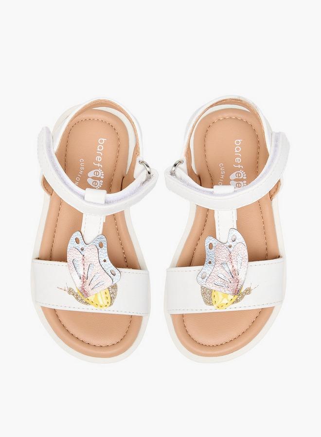 Barefeet Girls Butterfly Applique Hook & Loop Sandals - Image 2