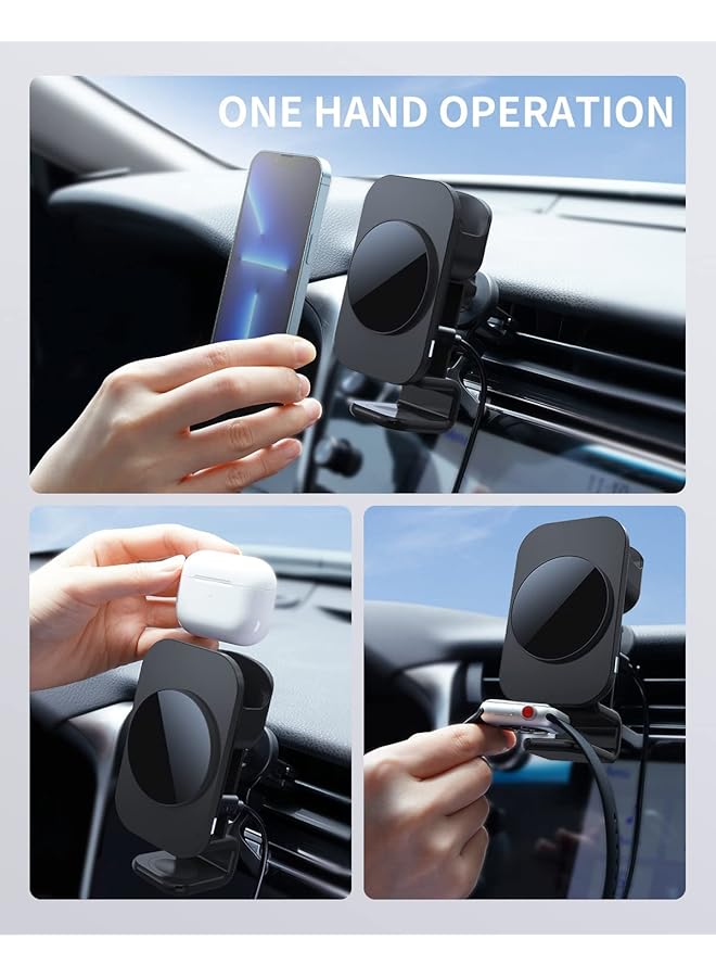 TERRIFI 3 In 1 Magnetic Wireless Car Charger, Car Charger Mount For Iphone/Apple Watch/Airpods, Car Phone Holder Only Support With Iphone/14/13/12 Pro Max, Apple Watch Se 7/6/5/4/3/2, Airpods 2/3/Pro - Image 3