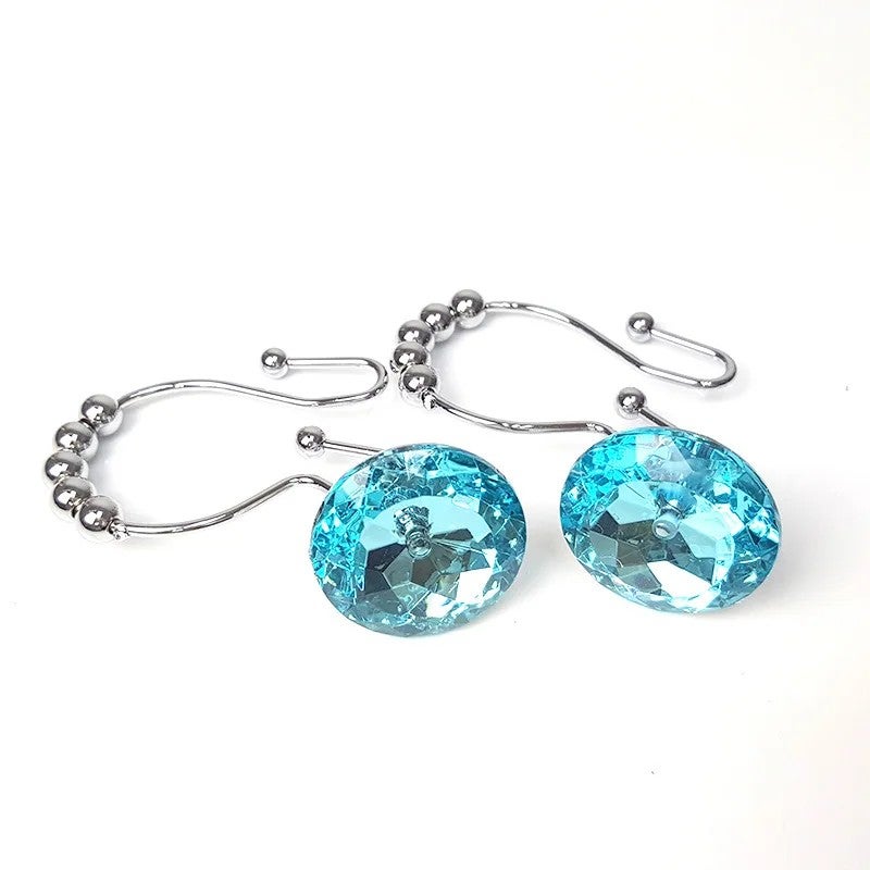 Bluejw Crystal Rhinestone Shower Curtain Rings - Stainless Steel, Rustproof, Decorative Bling Hooks for Bathroom Accessories - Image 3