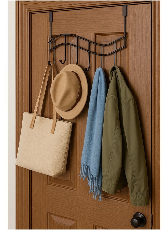 Door Hanger for Cloth Hanging Over The Door Hook with 6 Portable Hooks Heavy Duty Cloth Hanger Rack for Hanging Clothes (6 Hooks Hanger)  - Image 1