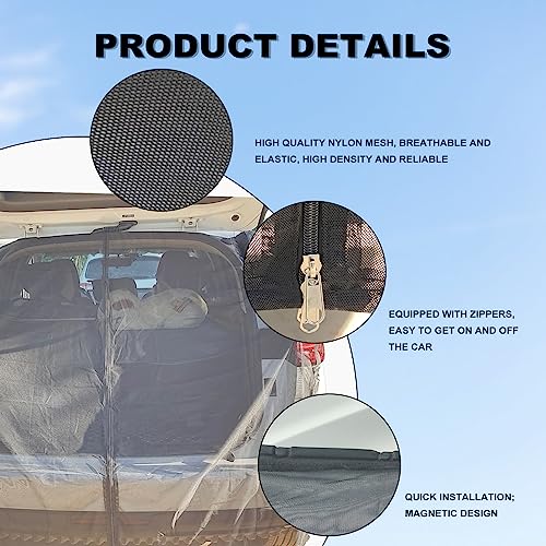 RBOKO Car Tailgate Mesh Screen, Breathable Mesh Net for Car Tailgate for UV Sun Protection Ventilation Privacy Protection Magnetic Suction for SUV MPV Camping Self Drive Trip, Car Camping Accessories - Image 3