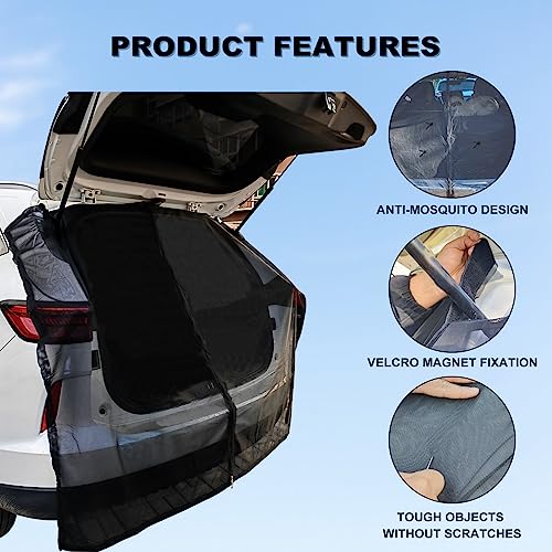 RBOKO Car Tailgate Mesh Screen, Breathable Mesh Net for Car Tailgate for UV Sun Protection Ventilation Privacy Protection Magnetic Suction for SUV MPV Camping Self Drive Trip, Car Camping Accessories - Image 5
