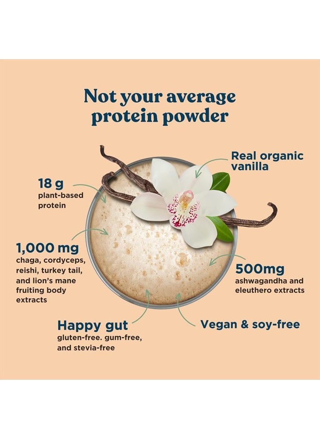 Four Sigmatic - Organic Vegan Protein Powder | 18g Plant-Based Protein per Serving | Gluten Free, Dairy Free, Soy Free, Non-GMO with No Filler Ingredients | 21.16oz, 15 Servings | Sweet Vanilla - Image 1