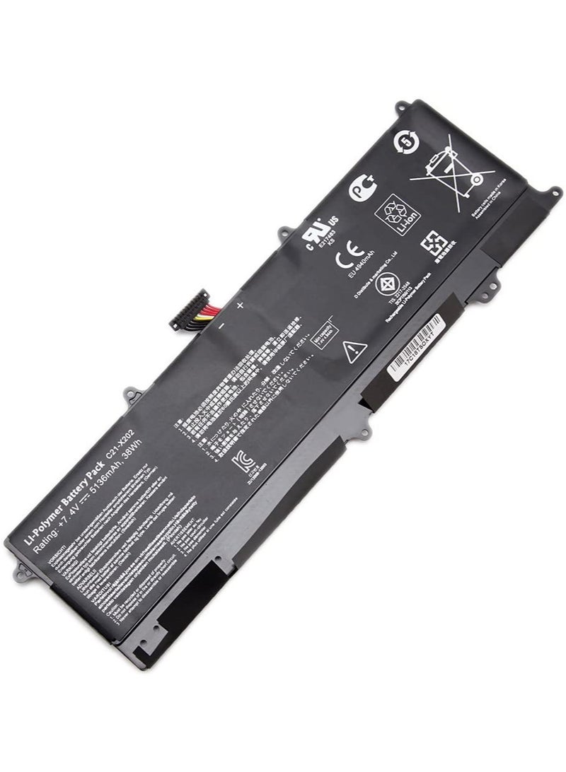 C21-X202 Laptop Battery for Asus Vivobook S200 S200E X201 X201E X202 X202E Q200 Q200E C21x202 S200E-CT158H X201E-KX096H X202E-DH31T Q200E-BHI3T45 F201E F201E-KX052H KX068H 0B200-00230300 7.4V 38Wh - Image 2