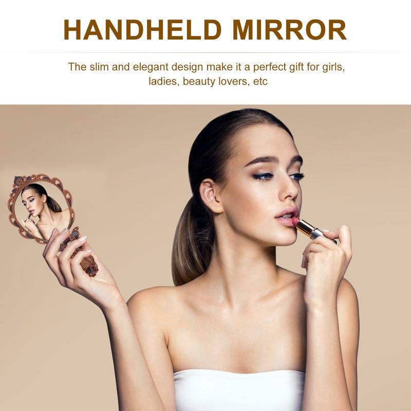 1 Set Vintage Mirror Comb Set Retro Pattern Portable Makeup Mirror Comb Set - Image 2