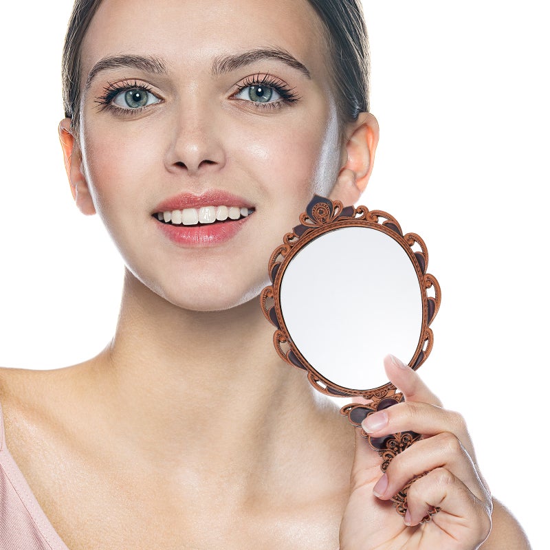 1 Set Vintage Mirror Comb Set Retro Pattern Portable Makeup Mirror Comb Set - Image 1