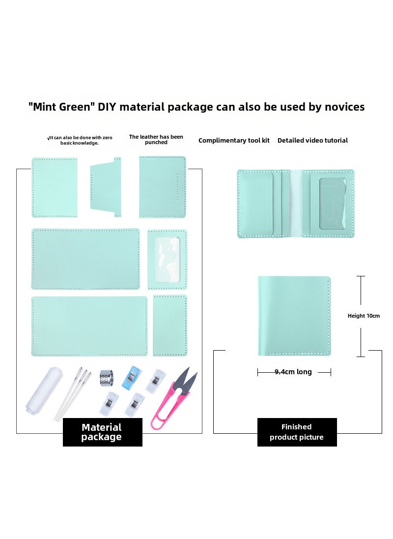 Generic Mens Leather Wallet DIY Kit for Fathers Day Mint Green Material Pack 