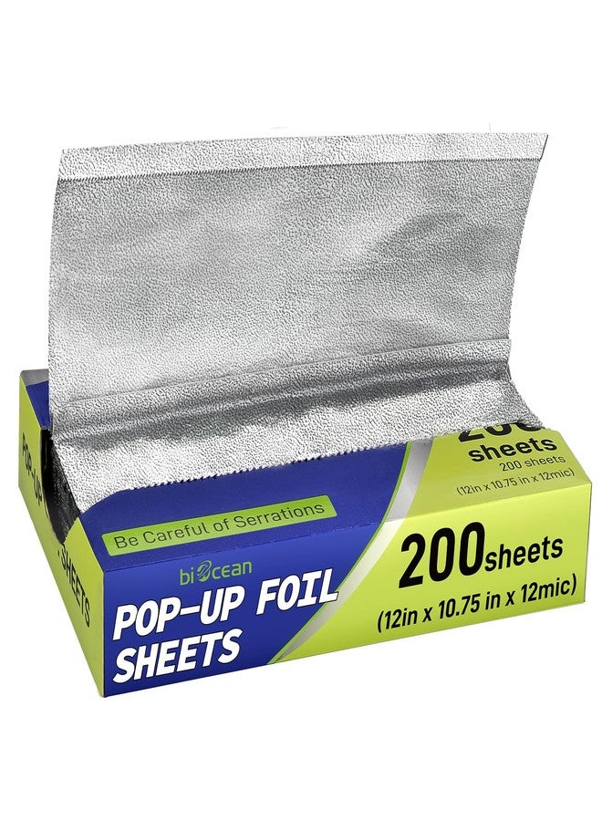 Biocean 200 Pre-Cut Aluminum Foil Sheets, 12" x 10.75" Pop-Up Foil Sheets for Restaurant Use, Disposable Food Wrapping for Burritos, Hot Dogs, and Sandwiches - Image 1