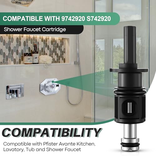 Dreyoo 2 Pack Compatible with 9742920 S742920 Pull and Turn Tub Shower Cartridge Compatible with Pfister Avante Series Lavatory Tub Faucet Shower Valve Cartridge Replacement Part Metal Stem - Image 3