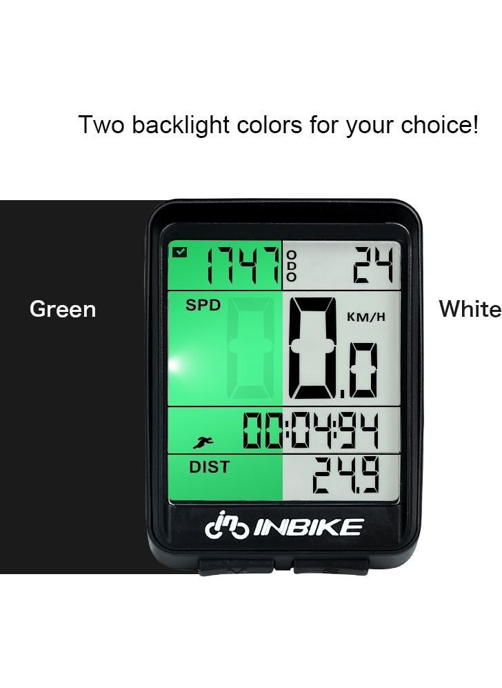 İnbike - عداد سرعة دراجة إنبايك اللاسلكي بميزان الميل والماء LCD LED مع شاشة ذات لونين - Image 1