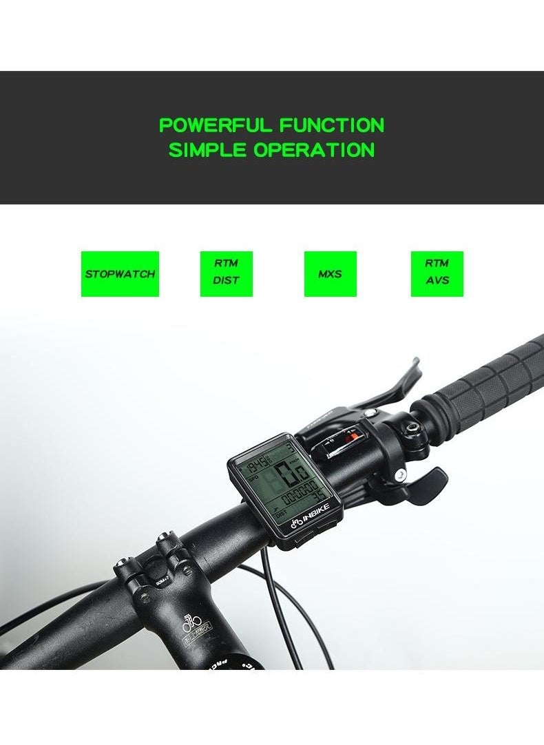 İnbike - عداد سرعة دراجة إنبايك اللاسلكي بميزان الميل والماء LCD LED مع شاشة ذات لونين - Image 1