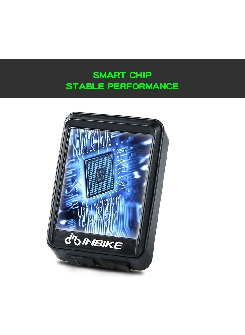 İnbike - عداد سرعة دراجة إنبايك اللاسلكي بميزان الميل والماء LCD LED مع شاشة ذات لونين - Image 1