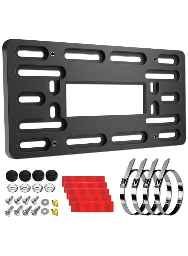 BGGTMO Front License Plate Holder Bracket - Universal Front Bumper Mounting Kit & for JDM to US Adapter, with Copper Threaded, Screws Caps and Stainless Steel Zip Ties - Image 1