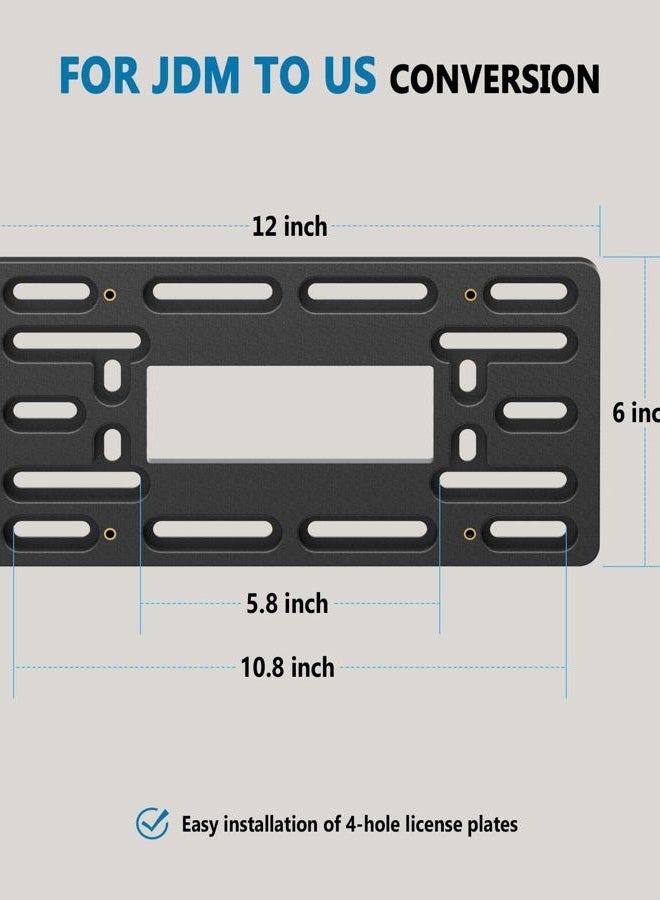 BGGTMO Front License Plate Holder Bracket - Universal Front Bumper Mounting Kit & for JDM to US Adapter, with Copper Threaded, Screws Caps and Stainless Steel Zip Ties - Image 2