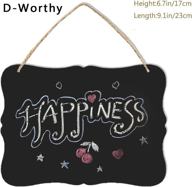 D-worthy Wooden Double Sided Hanging Chalkboard Signs, Vintage Erasable Message Board Sign with Hanging String for Wedding Kitchen Home Party Decoration (Rectangle 03) - Image 3