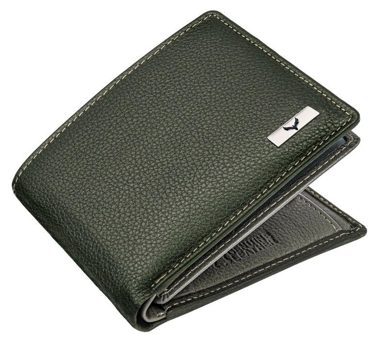 Eagle Crest Kolt Olive Green/Light Grey Leather Wallet for Men - Image 2