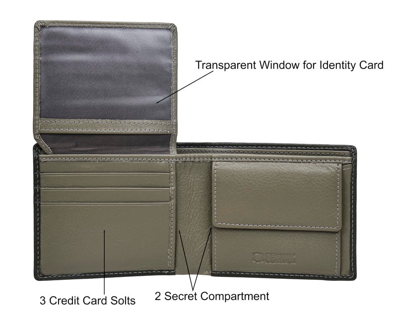 Eagle Crest Kolt Olive Green/Light Grey Leather Wallet for Men - Image 4