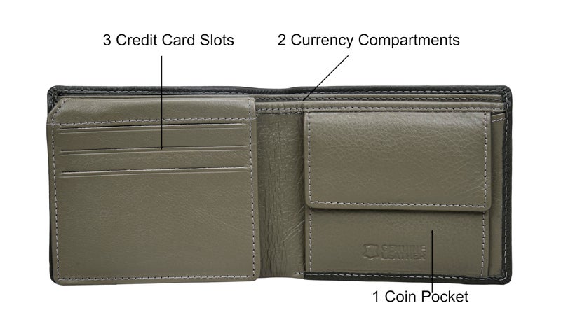 Eagle Crest Kolt Olive Green/Light Grey Leather Wallet for Men - Image 3