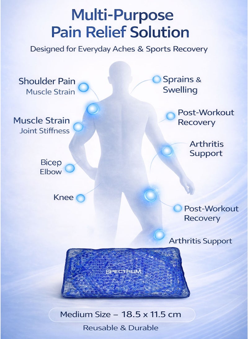 Spectrum Hot & Cold Therapeutic Gel Beads Pack Medium 18.5 x 11.5 cm Reusable Dual Temperature Compress Ice & Heat Therapy Pad for Muscle Pain Relief Swelling Sprains Sports Injury Arthritis Sinus Back Knee Shoulder Elbow Biceps Pain Relief Pack - Image 3