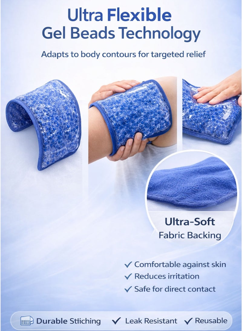 Spectrum Hot & Cold Therapeutic Gel Beads Pack Medium 18.5 x 11.5 cm Reusable Dual Temperature Compress Ice & Heat Therapy Pad for Muscle Pain Relief Swelling Sprains Sports Injury Arthritis Sinus Back Knee Shoulder Elbow Biceps Pain Relief Pack - Image 4