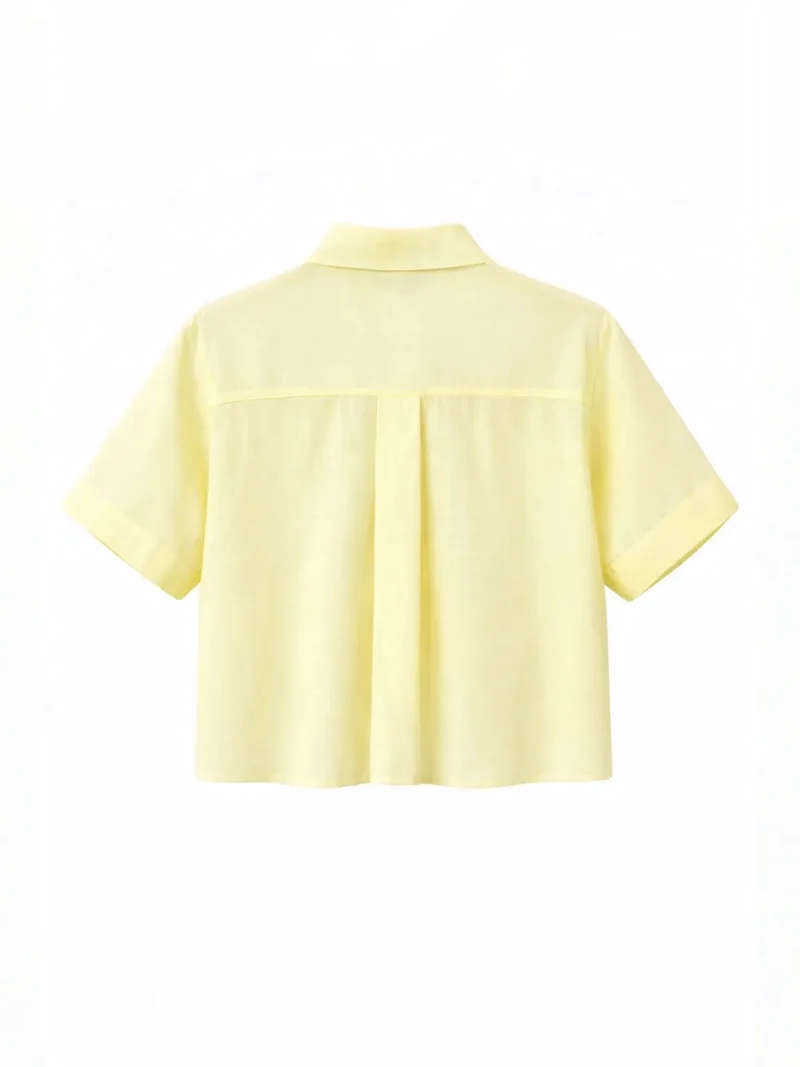 MixRay Mixray Short Sleeve Crop Shirt with Stone Accessories