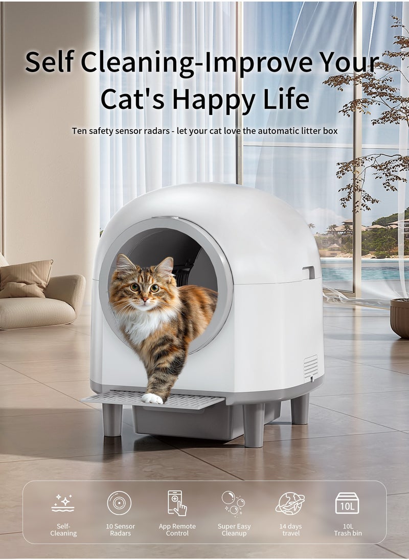 Generic - Smart Cat Litter Box - Self Cleaning and Odor Removal - Free Your Hands - Remote Control and Data Monitor - Intelligent Sensing Objects - Automatic Collection of Feces - 100L Large Pet Toilet House - Image 1