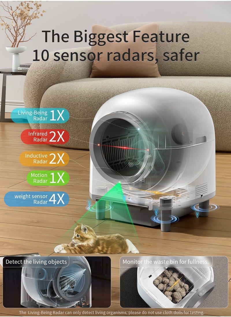 Generic - Smart Cat Litter Box - Self Cleaning and Odor Removal - Free Your Hands - Remote Control and Data Monitor - Intelligent Sensing Objects - Automatic Collection of Feces - 100L Large Pet Toilet House - Image 1