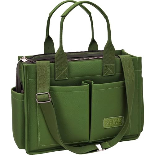 ZHMO Tote Bag for Women With Compartments and Zipper,Large Canvas Tote Women's Purse Crossbody Bags Work Laptop Book Bag Top Handle Satchels Handbags Shoulder Bag for Travel Nurse Teacher Church Gym Beach - Image 1