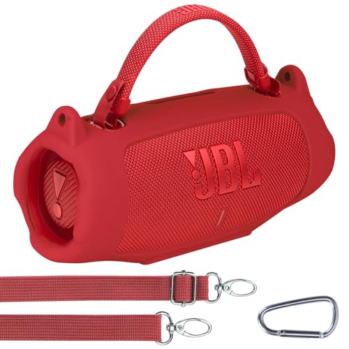 Lebakort Silicone Cover Compatible with JBL Charge 6 Portable Speaker (Red Cover) - Image 1