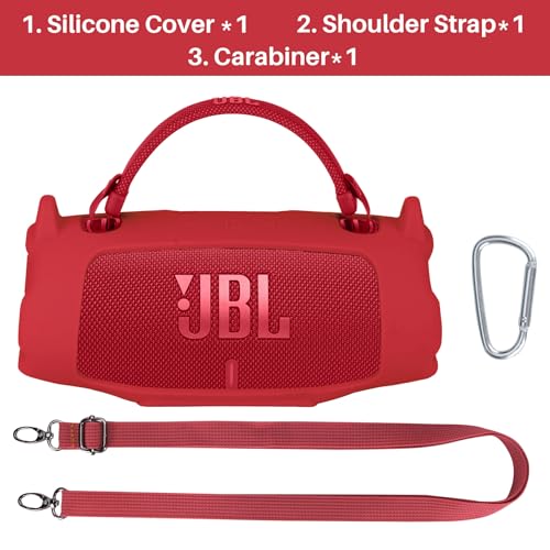Lebakort Silicone Cover Compatible with JBL Charge 6 Portable Speaker (Red Cover) - Image 3