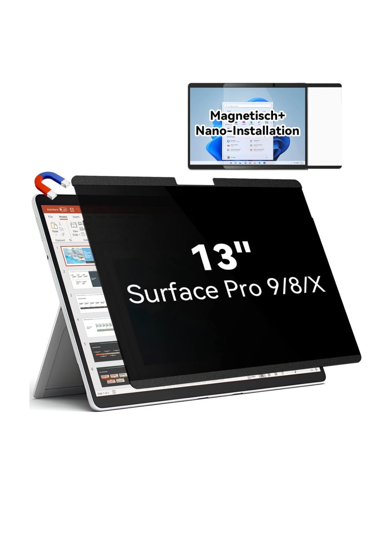Generic - 13 Inch Magnetic Privacy Screen for Microsoft Surface Pro 10/9/8/X, Laptop Screen Privacy Shield and Anti-Glare Protector, Detachable Blue Light Filter Privacy Screen - Image 1