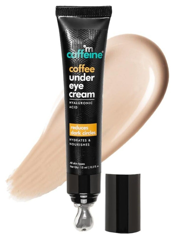 MCaffeine mCaffeine Coffee Eye Cream For Dark Circles For Women & Men With Vitamin E, Hyaluronic Acid & Coffee, Reduces Puffiness and Fine Lines, Cooling Massage Roller  - Image 1