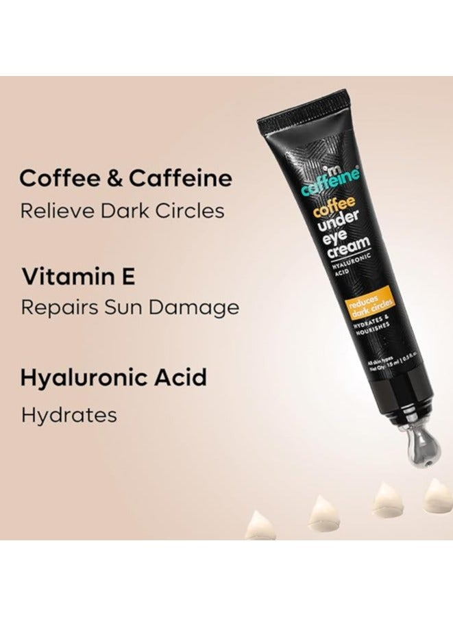 MCaffeine mCaffeine Coffee Eye Cream For Dark Circles For Women & Men With Vitamin E, Hyaluronic Acid & Coffee, Reduces Puffiness and Fine Lines, Cooling Massage Roller  - Image 4