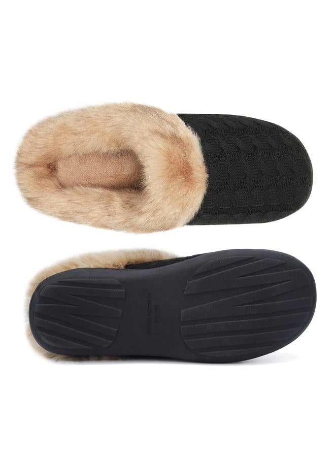 WateLves Women's Slippers Comfort Memory Foam House Slippers Plush Lining Bedroom Shoes for Indoor & Outdoor, Black/Brown, 7.5-8.5 - Image 3
