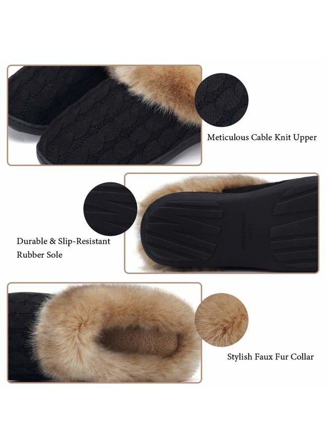 WateLves Women's Slippers Comfort Memory Foam House Slippers Plush Lining Bedroom Shoes for Indoor & Outdoor, Black/Brown, 7.5-8.5 - Image 5