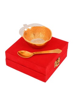 JAIPUR ACE JAIPUR ACE Gold and Silver Plated Leaf Designed Mouth Freshner Bowl Set with Spoon with Royal Velvet Box Pack of 1  - Image 4