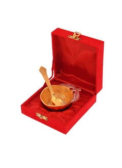 JAIPUR ACE JAIPUR ACE Gold and Silver Plated Leaf Designed Mouth Freshner Bowl Set with Spoon with Royal Velvet Box Pack of 1  - Image 3