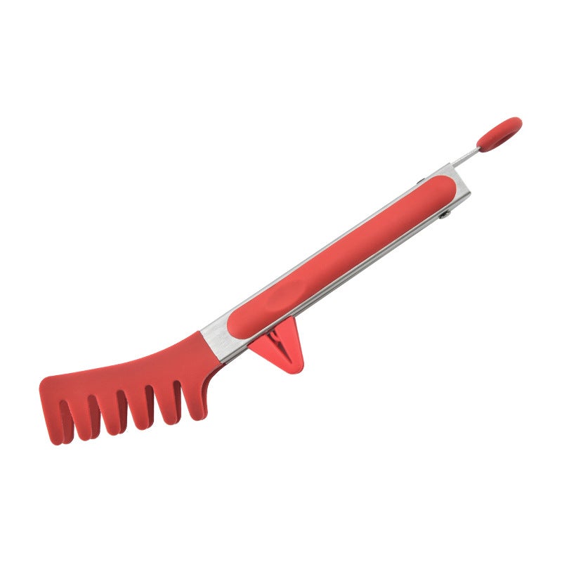 Silicone Kitchen Tongs for BBQ and Buffets Red noodle clip (OPP bag)