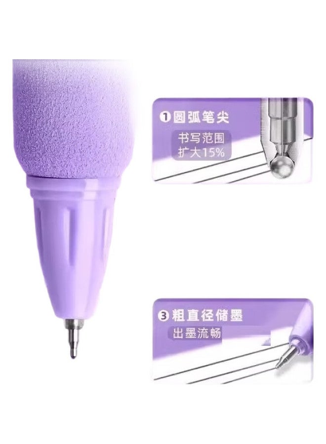 Lopet Super Soft European-Style Retractable Pen, Stylish Gel Pen, 0.5Mm Black Ink, Quick-Drying, For Students' Exams And Signatures, 4 Pens, Lt-1326 [Yunmi Milk] - Image 3