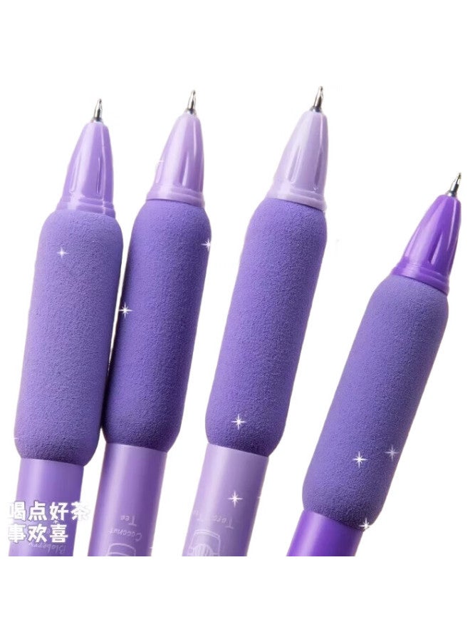 Lopet Super Soft European-Style Retractable Pen, Stylish Gel Pen, 0.5Mm Black Ink, Quick-Drying, For Students' Exams And Signatures, 4 Pens, Lt-1326 [Yunmi Milk] - Image 2