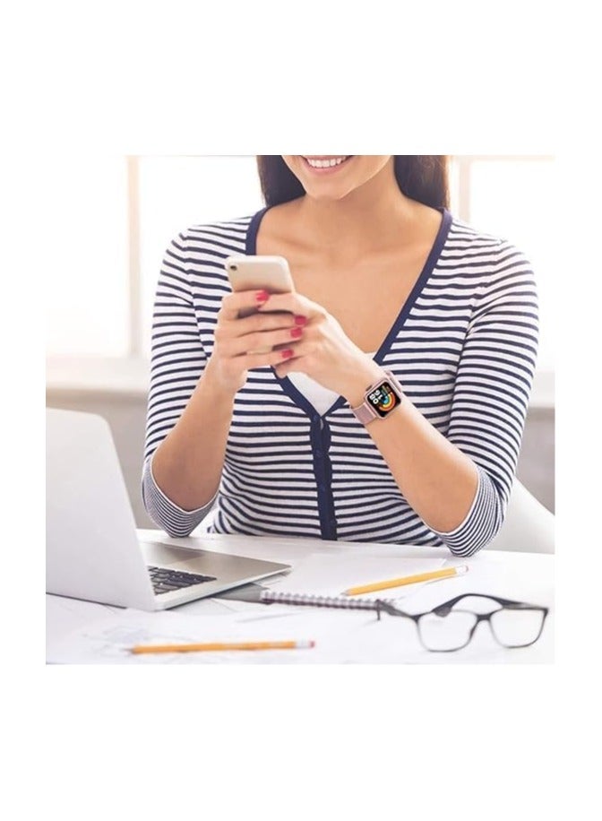 Elmo3ezz Strap for Xiaomi Mi Watch Lite Bracelet, Stainless Steel Woven Mesh Watch Strap with Frame for Redmi Watch Lite/(Pink) - Image 2