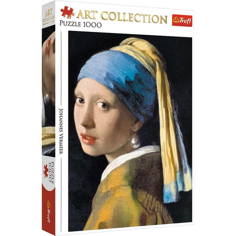 Trefl Art Collection Girl with a Pearl Earring 1000 Piece Jigsaw Puzzle Red 27"x19" Print, DIY Jigsaw, Creative Fun, Classic Puzzle for Adults and Children from 14 Years Old - Image 1