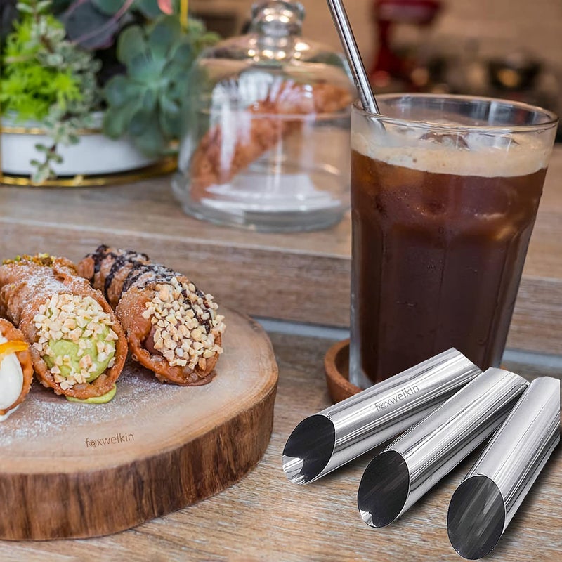 FunWhale Cannoli Forms Pastry Roll Molds,Stainless Steel Cannoli Tubes,Pack of 20 [Free Pastry Bag and Round Cookie Cutter as Bonus] - Image 3