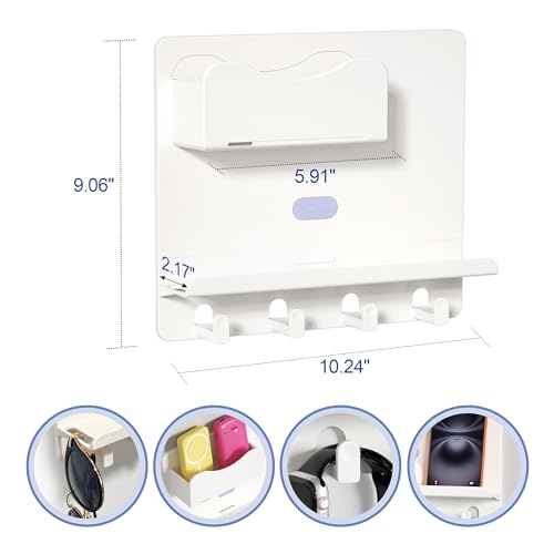CHENYAOAI Floating Shelves for Bedside Shelf Accessories Organizer, Wall Mount Self Stick On, Cute Room Decor Aesthetic, Girls Room Decor, Cool Stuff for Bedroom Storage and Organization White - Image 3