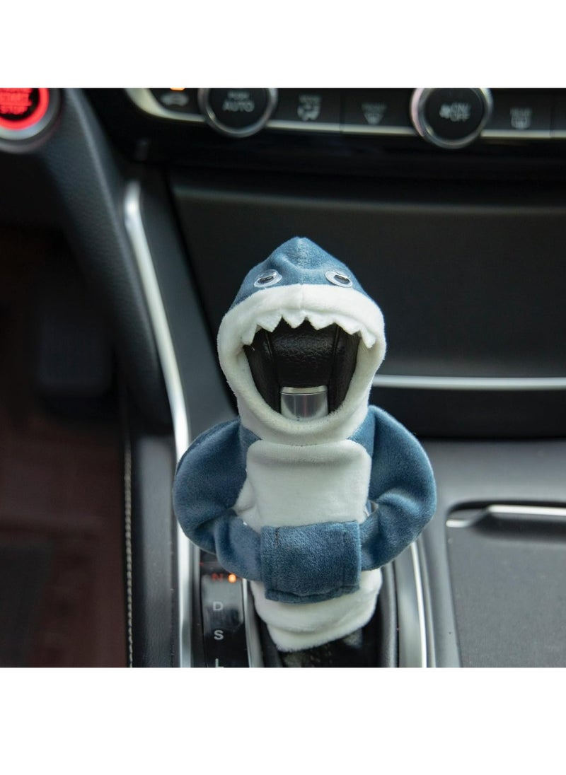 Generic Mini Shark Gear Stick Car Shifter Hoodie,Car Gear Shift Knob Cover Hoodie, Funny Gearshift Sweater Car Accessories Interior Cute Blue  - Image 2
