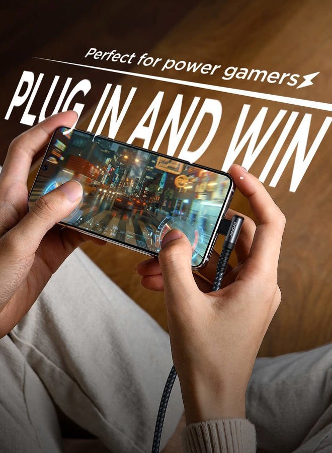 Ainope كابل USB C مزدوج [3.3 قدم + 3.3 قدم] شاحن سريع 3.1A من نوع C، كابل USB من نوع C مقاوم مع تصميم زاوية صحيحة متوافق مع Galaxy Note 10 9، S10 S8 Plus S21 A10e، كابل شاحن S9 - Image 4